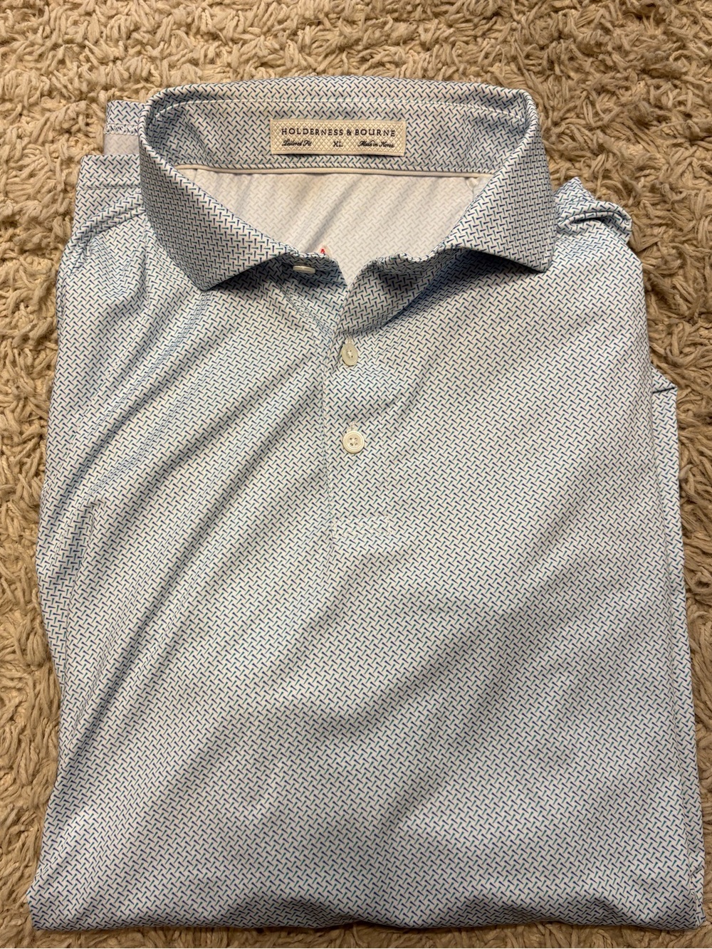 Holderness & Bourne Blue Micro-Pattern Polo Shirt